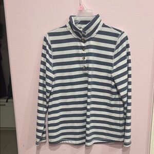Striped Blue and White Button-Up Top